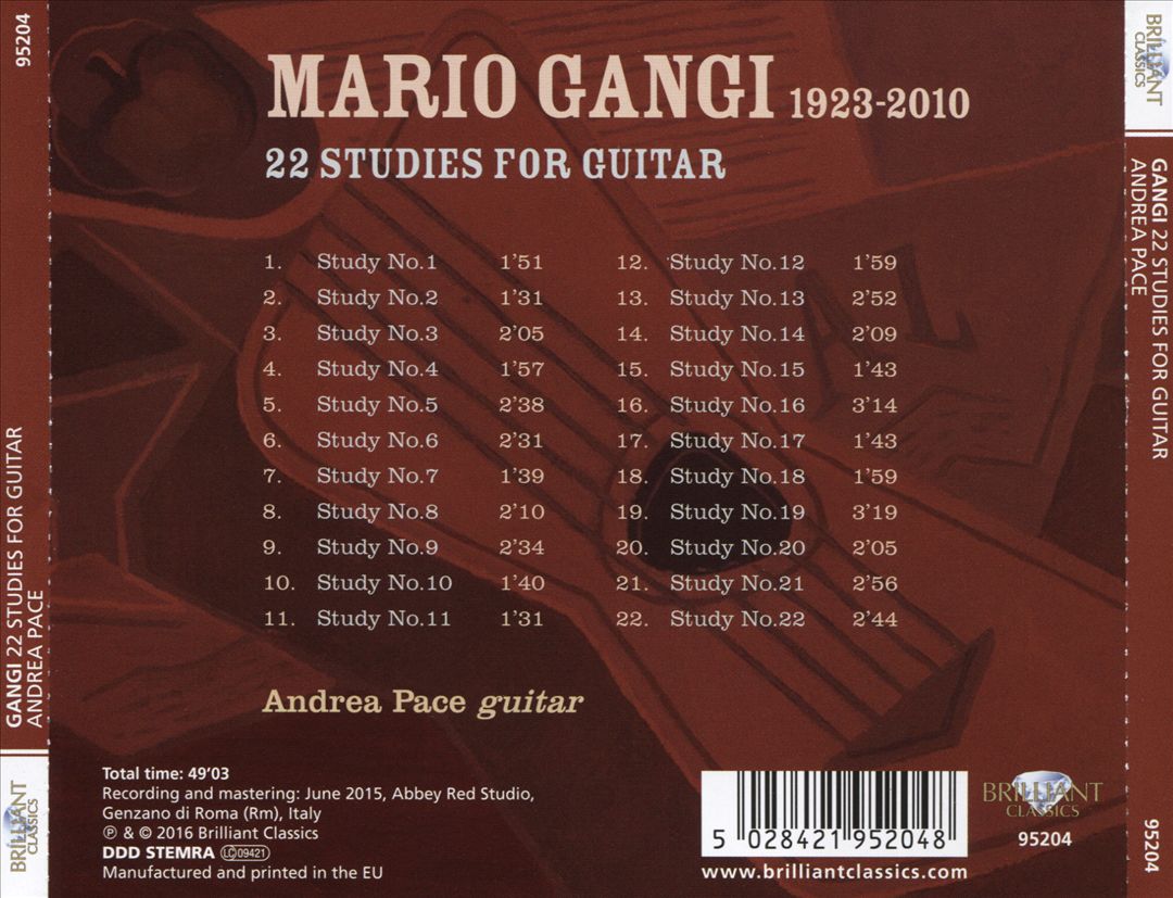 Gangi: 22 Studies for Guitar cover art