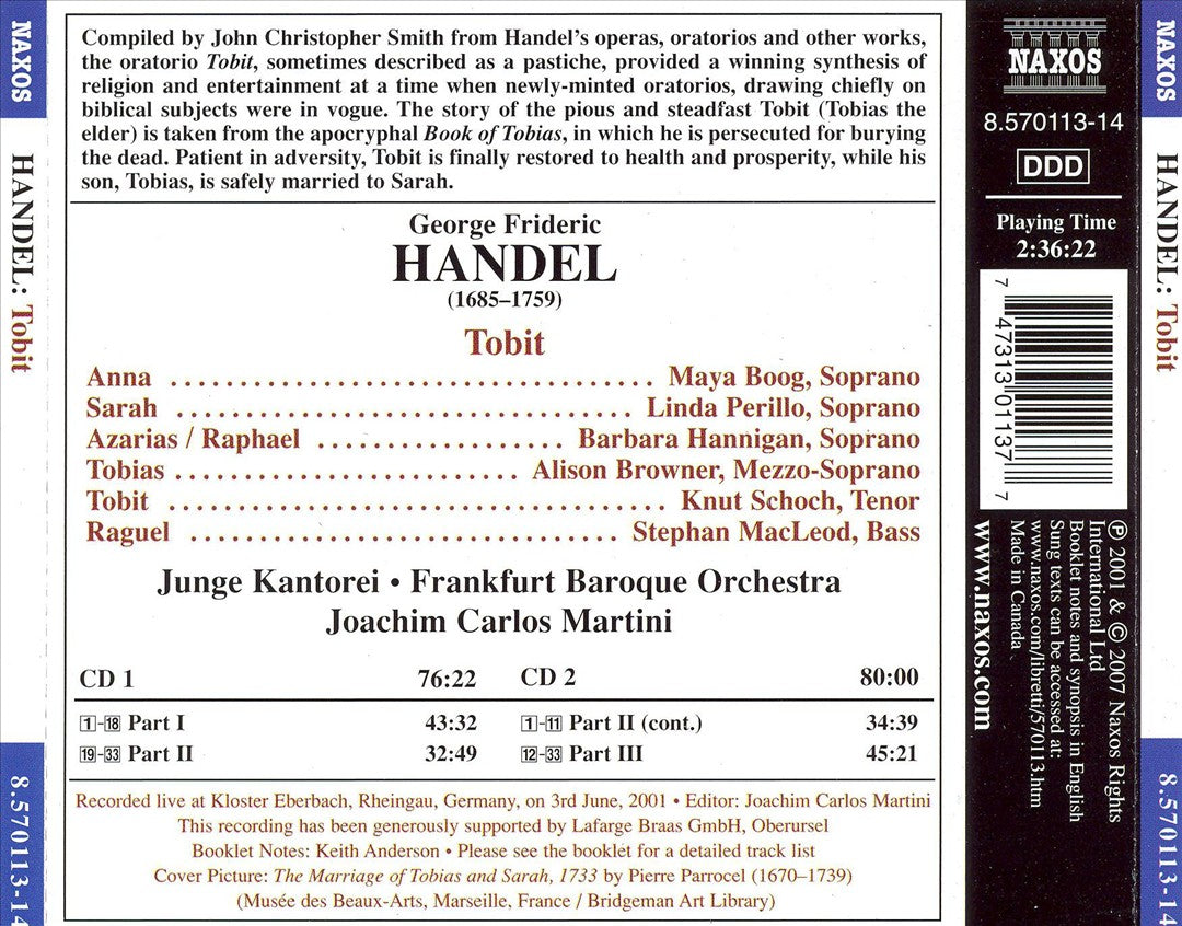 John Christopher Smith: Tobit - Oratorio after Handel cover art