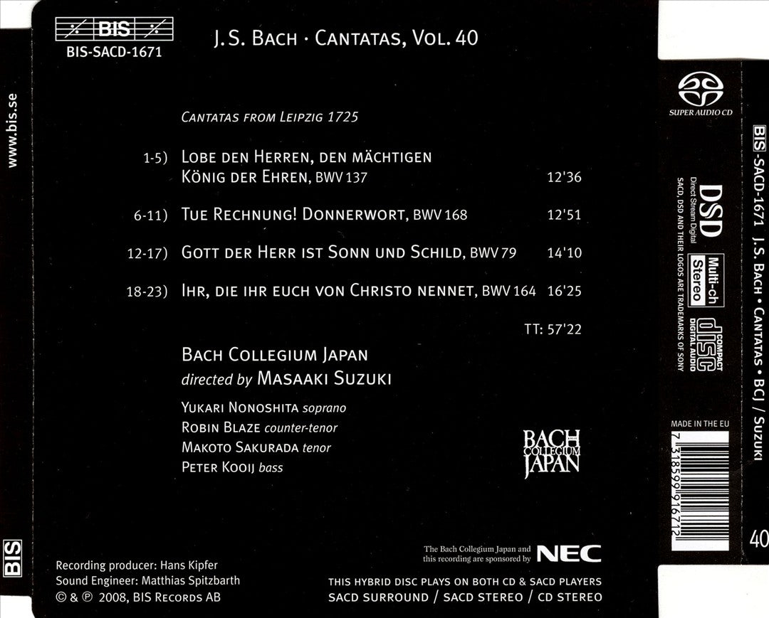 Bach: Cantatas, Vol. 40 - BWV 79, 137, 164 & 168  cover art
