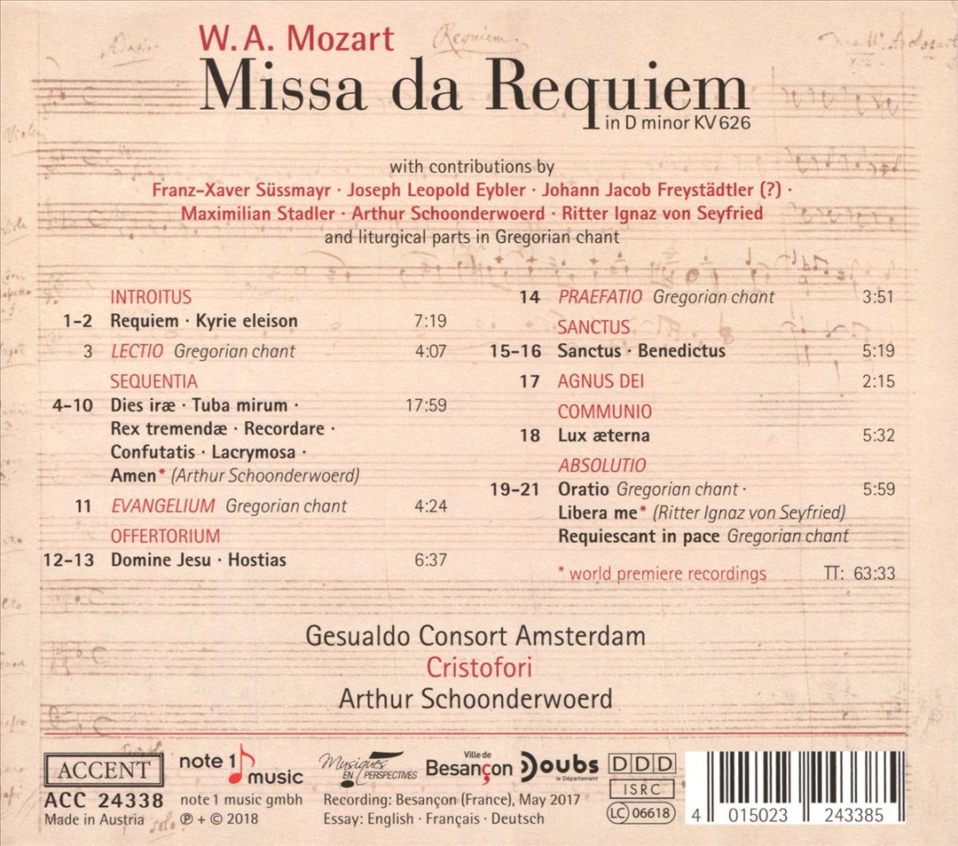 Mozart: Missa da Requiem cover art