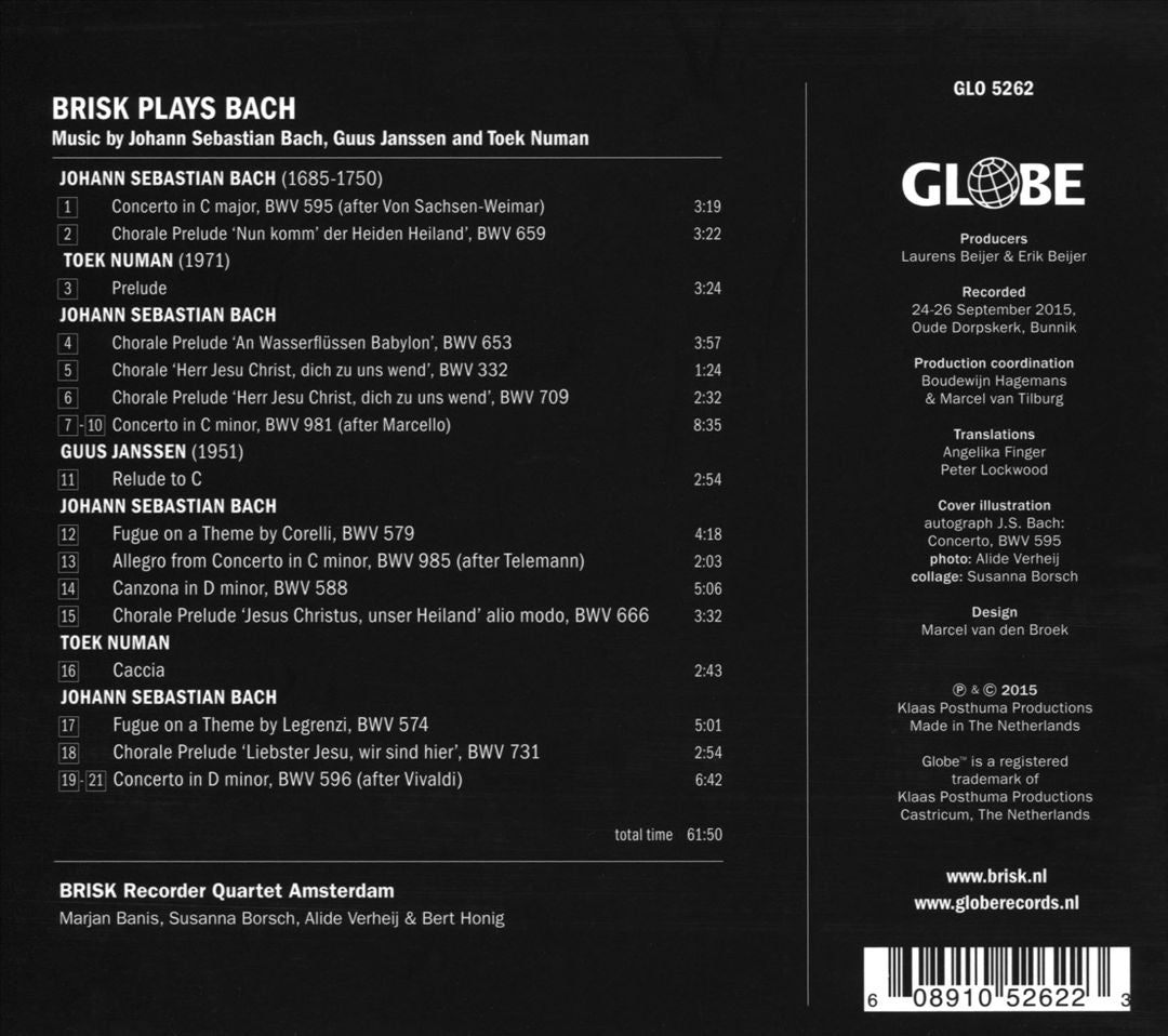 Brisk Plays Bach cover art