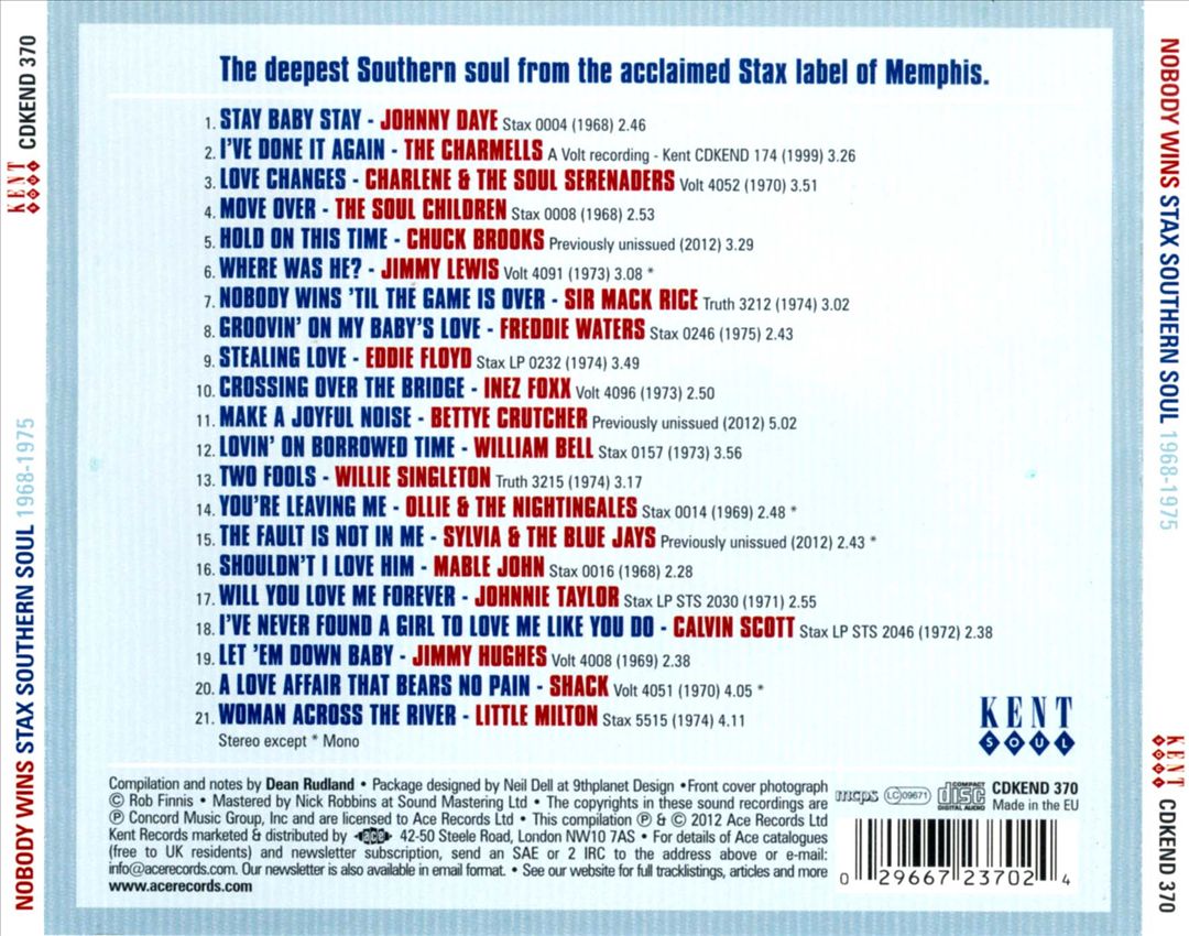 Nobody Wins: Stax Southern Soul 1968-1975 cover art