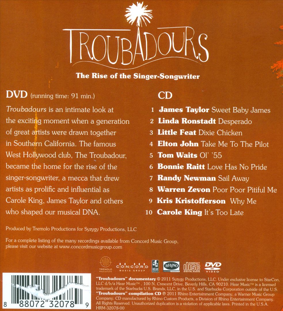 Troubadours: The Rise of the Singer-Songwriter [CD & DVD] cover art