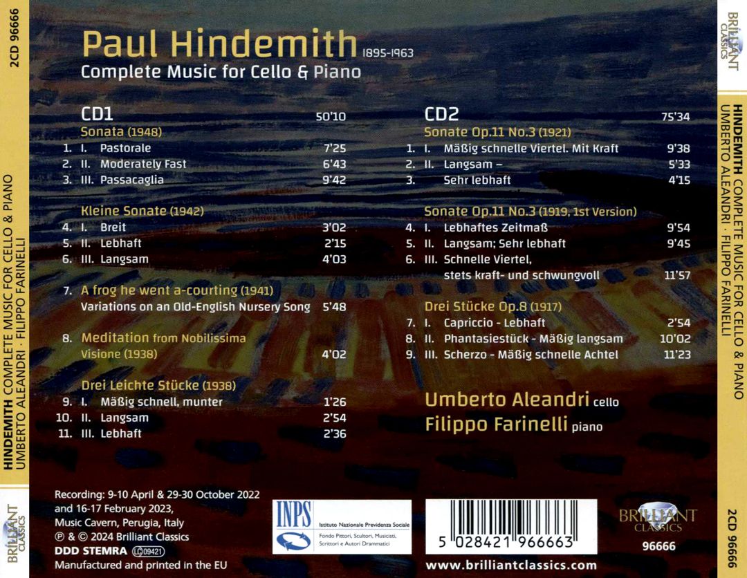 Hindemith: Complete Music for Cello and Piano cover art