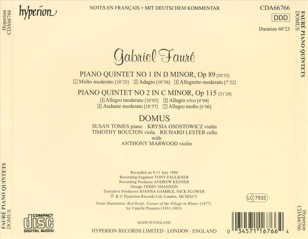 Fauré: Piano Quintets cover art