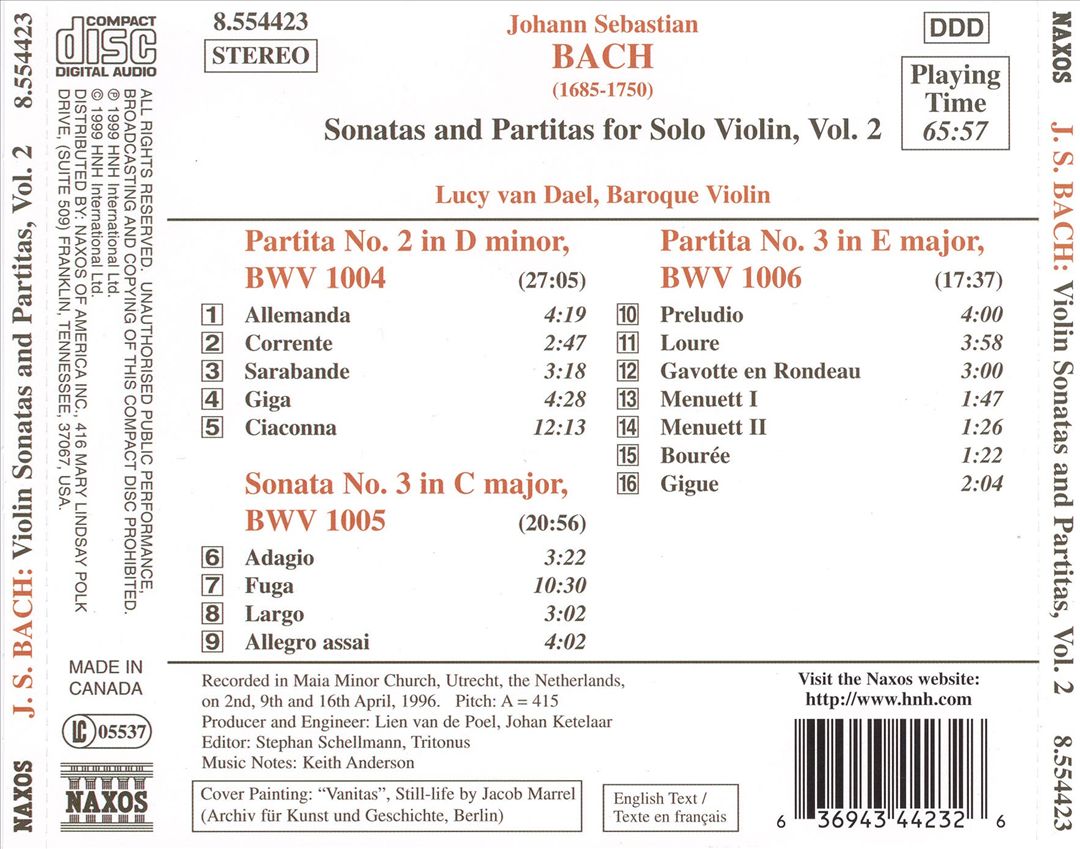 Bach: Sonatas & Partitas for Solo Violin, Vol. 2 cover art