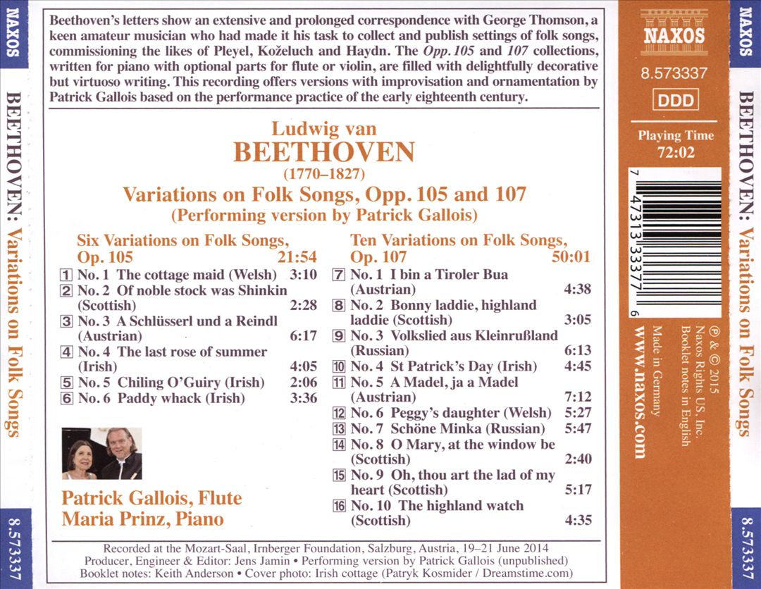 Beethoven: Variations on Folk Songs cover art