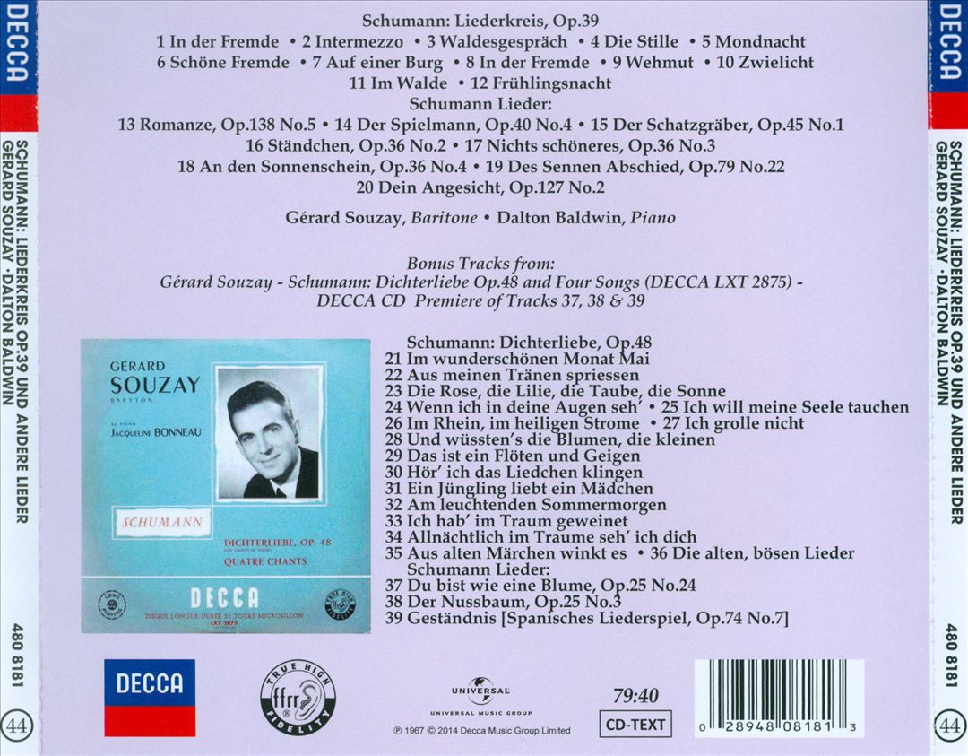 Schumann: Liederkreis Op. 39 cover art