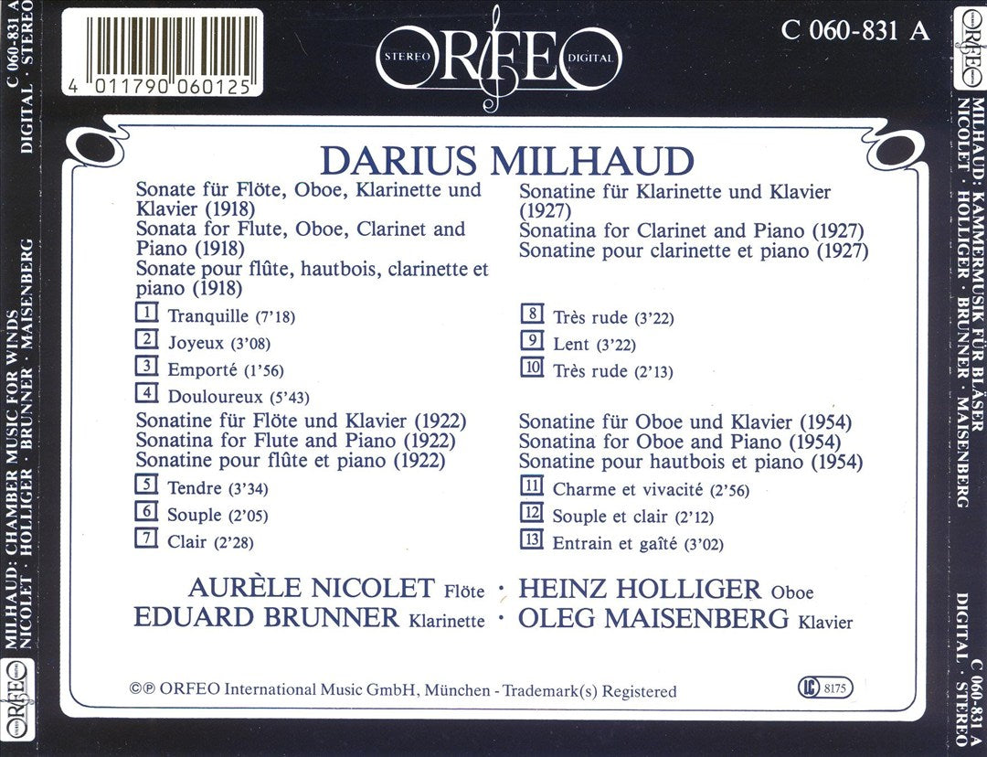 Darius Milhaud: Kammermusik für Bläser und Klavier cover art