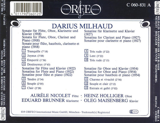 Darius Milhaud: Kammermusik für Bläser und Klavier cover art