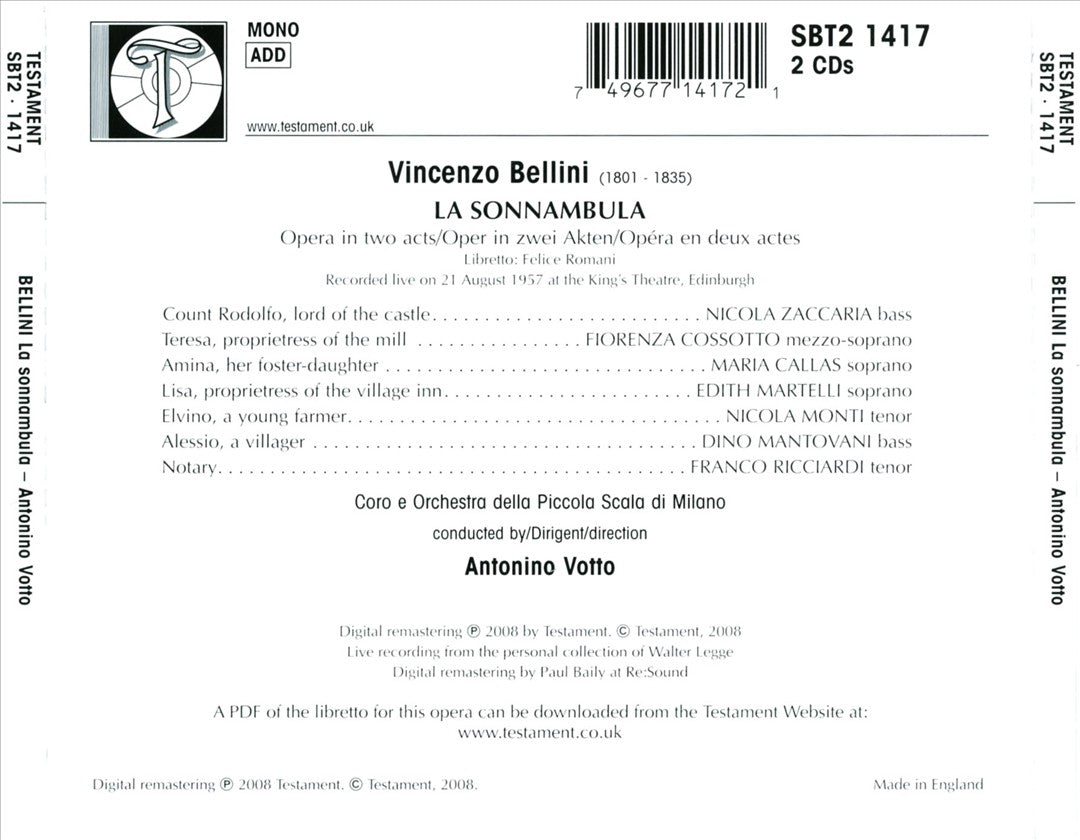 Vincenzo Bellini: La sonnambula cover art