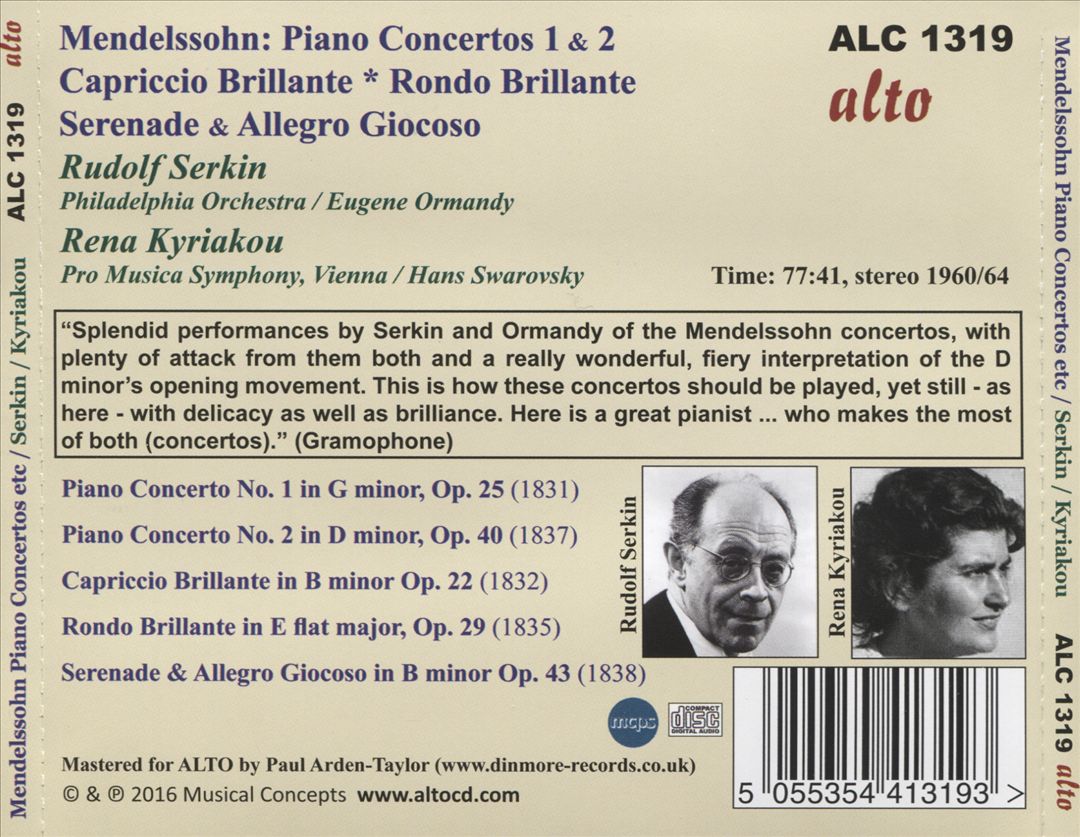 Mendelssohn: Piano Concertos 1 & 2; Capriccio Brillante; Rondo Brillante; Serenade & Allegro Giocoso cover art