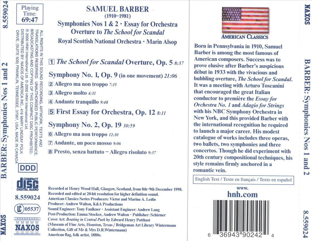Barber: Orchestral Works, Vol. 1 cover art
