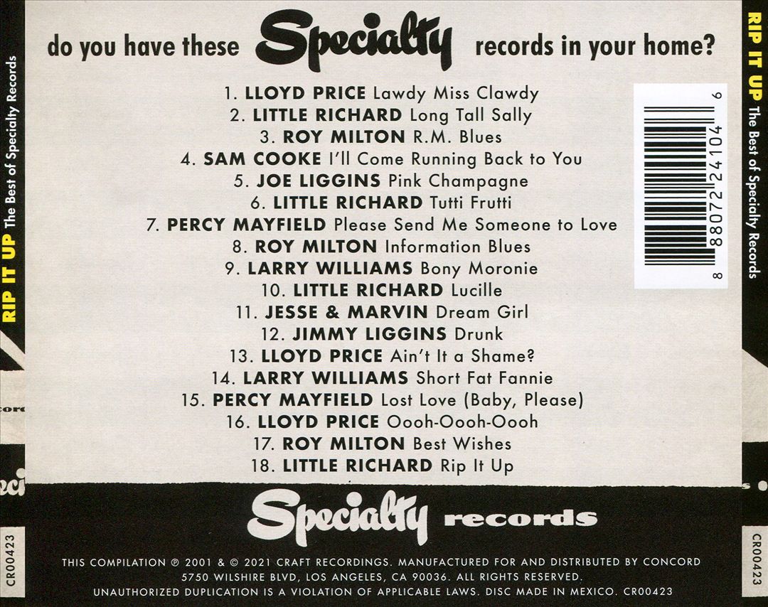 Rip It Up: The Best of Specialty Records cover art