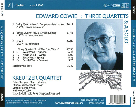 Edward Cowie: Three Quartets & A Solo cover art