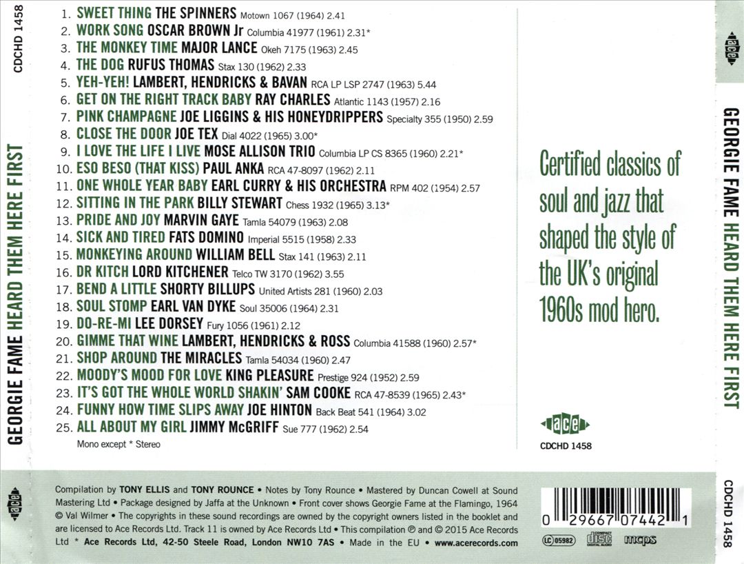 Georgie Fame Heard Them Here First cover art