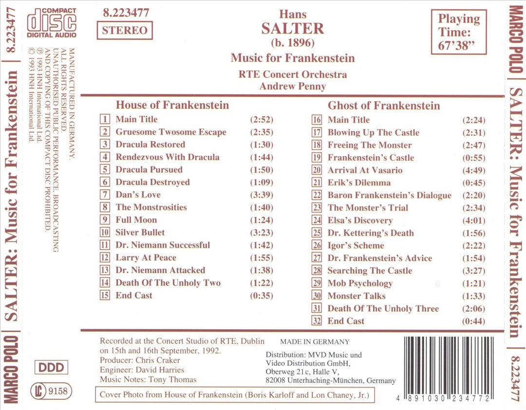 Hans J. Salter: Music for Frankenstein cover art