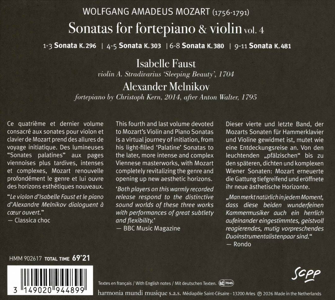 Wolfgang Amadeus Mozart: Sonatas for Fortepiano & Violin, Vol. 4 - K. 296, 303, 380, 481 cover art