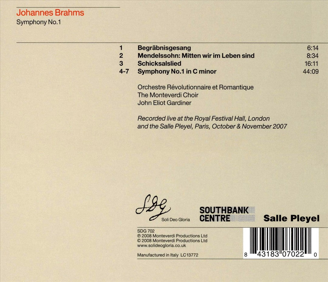 Brahms: Symphony No. 1 cover art