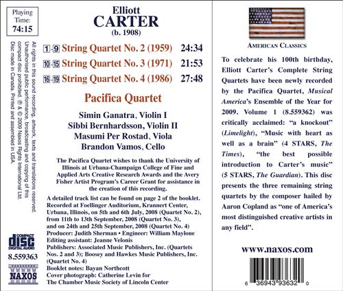 Carter: String Quartets Nos. 2, 3 & 4 cover art