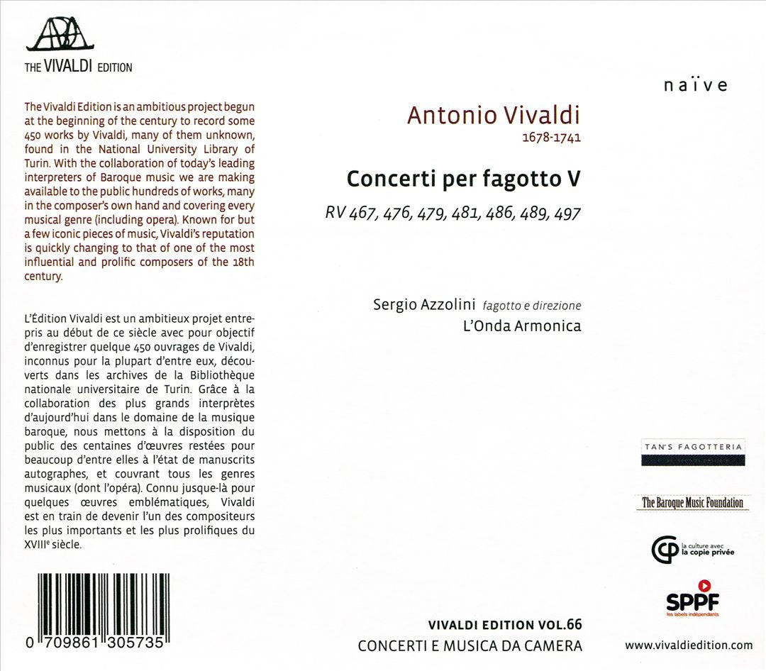 Vivaldi: Concerti per fagotto, Vol. 5 cover art