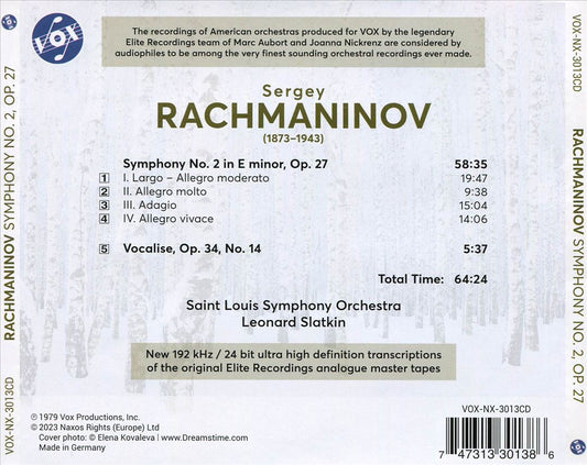 Rachmaninov: Symphony No. 2, Op. 27; Vocalise, Op. 34, No. 14 cover art