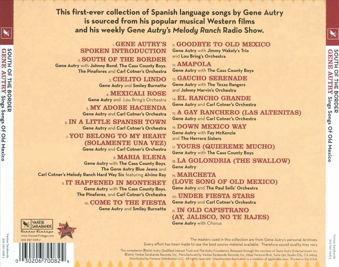 South of the Border: Songs of Old Mexico [Varese] cover art