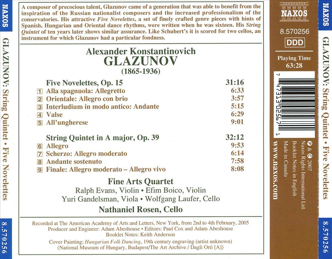 Glazunov: String Quintet; Five Novelettes cover art