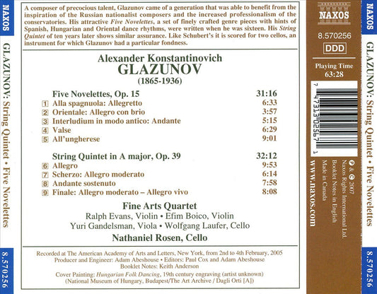 Glazunov: String Quintet; Five Novelettes cover art