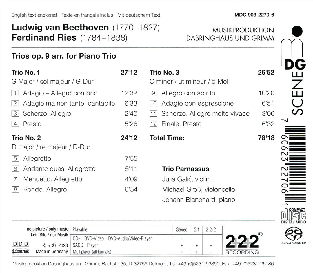 Ludwig van Beethoven, Ferdinand Ries: Trios Op. 9 arr. for Piano Trio cover art