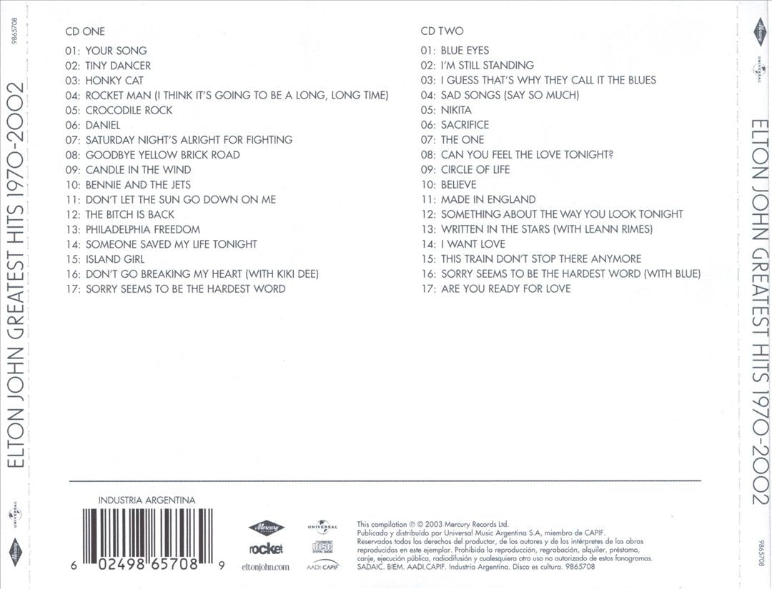 Greatest Hits 1970-2002 [Argentina] cover art