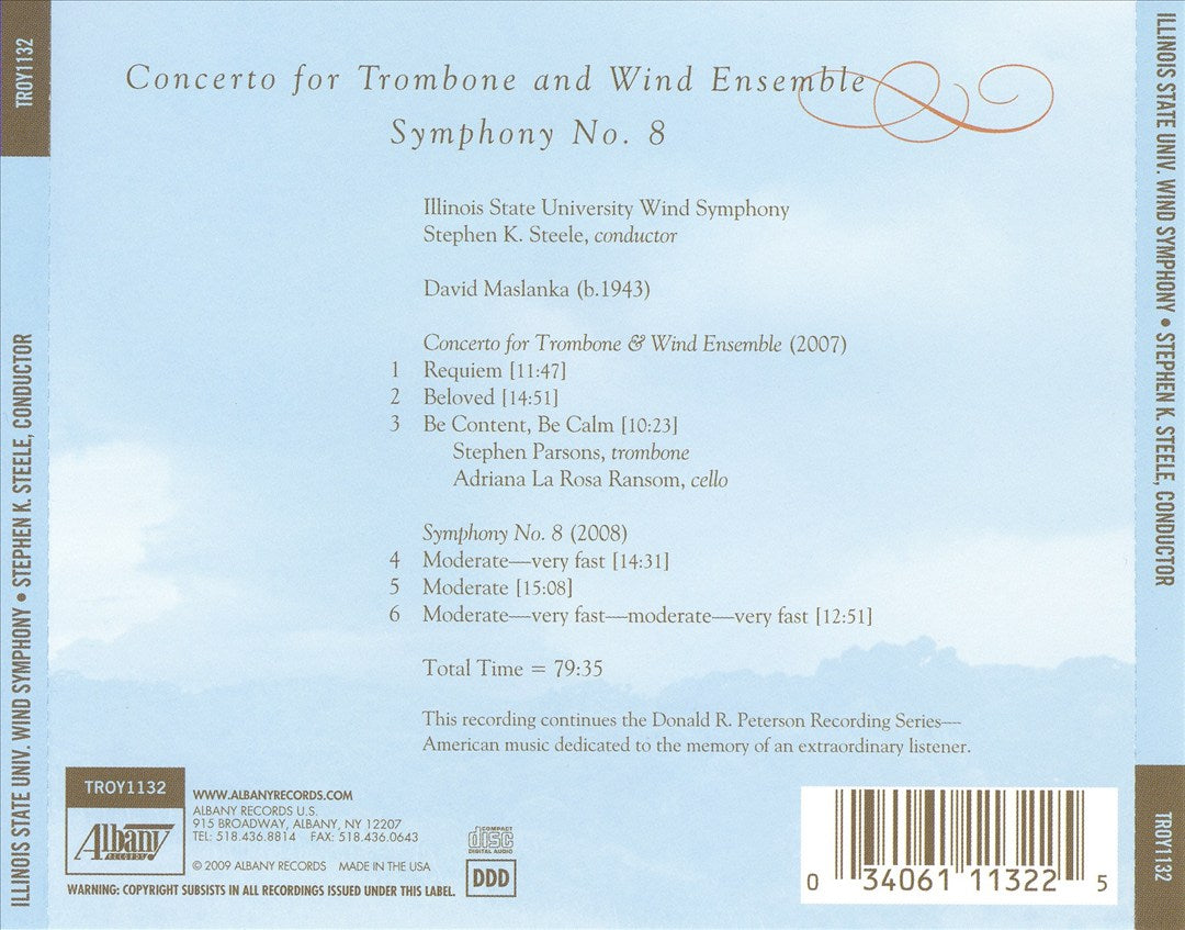 David Maslanka: Concerto for Trombone and Wind Ensemble; Symphony No. 8 cover art