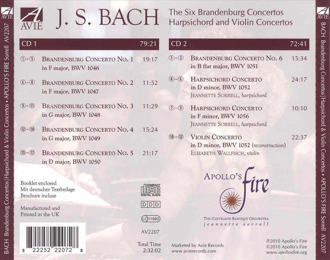 Bach: Brandenburg Concertos; Harpsichord Concertos; Violin Concerto cover art