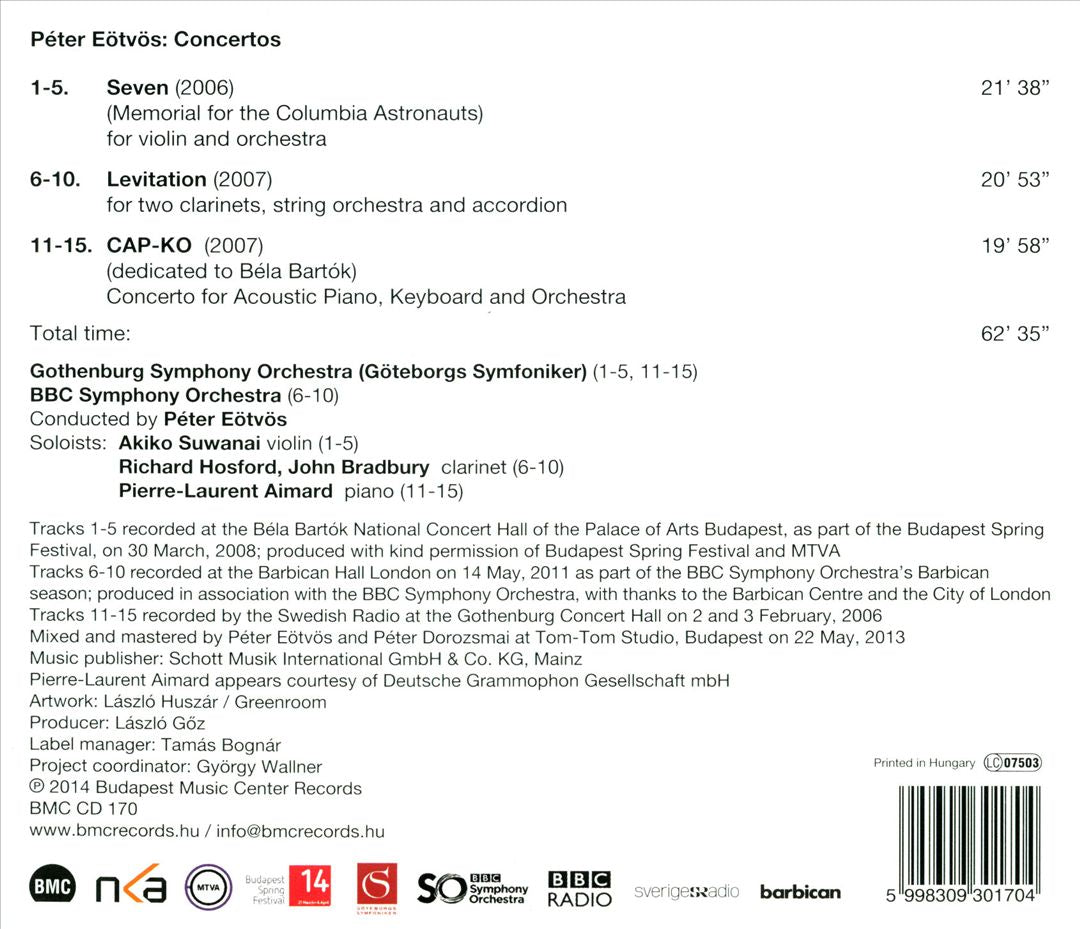 Péter Eötvös: Concertos cover art