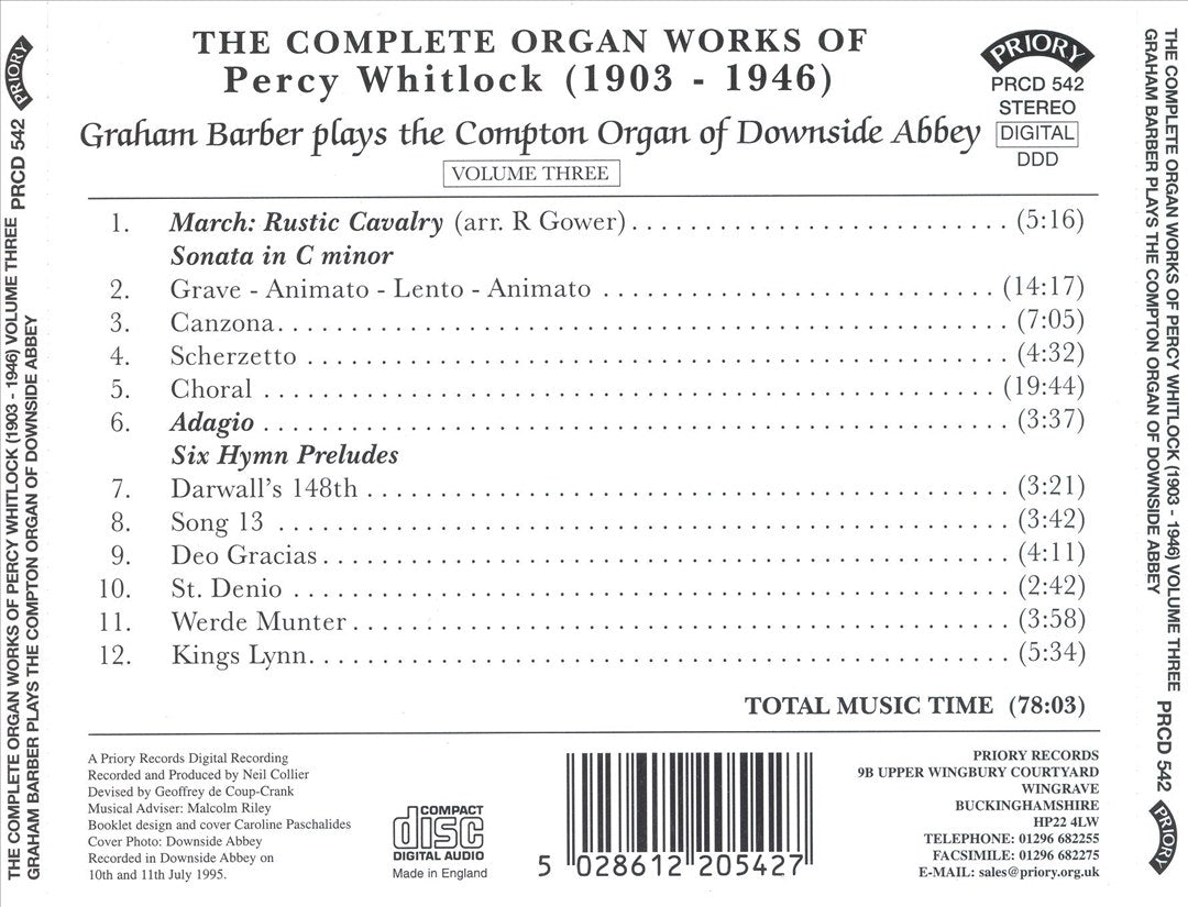 Complete Organ Works of Percy Whitlock, Vol. 3 cover art