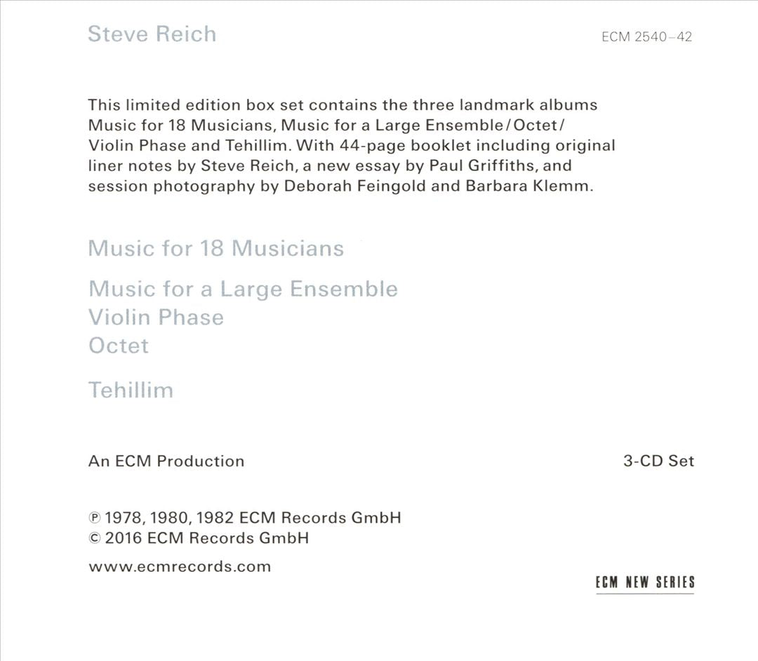 Steve Reich: The ECM Recordings cover art