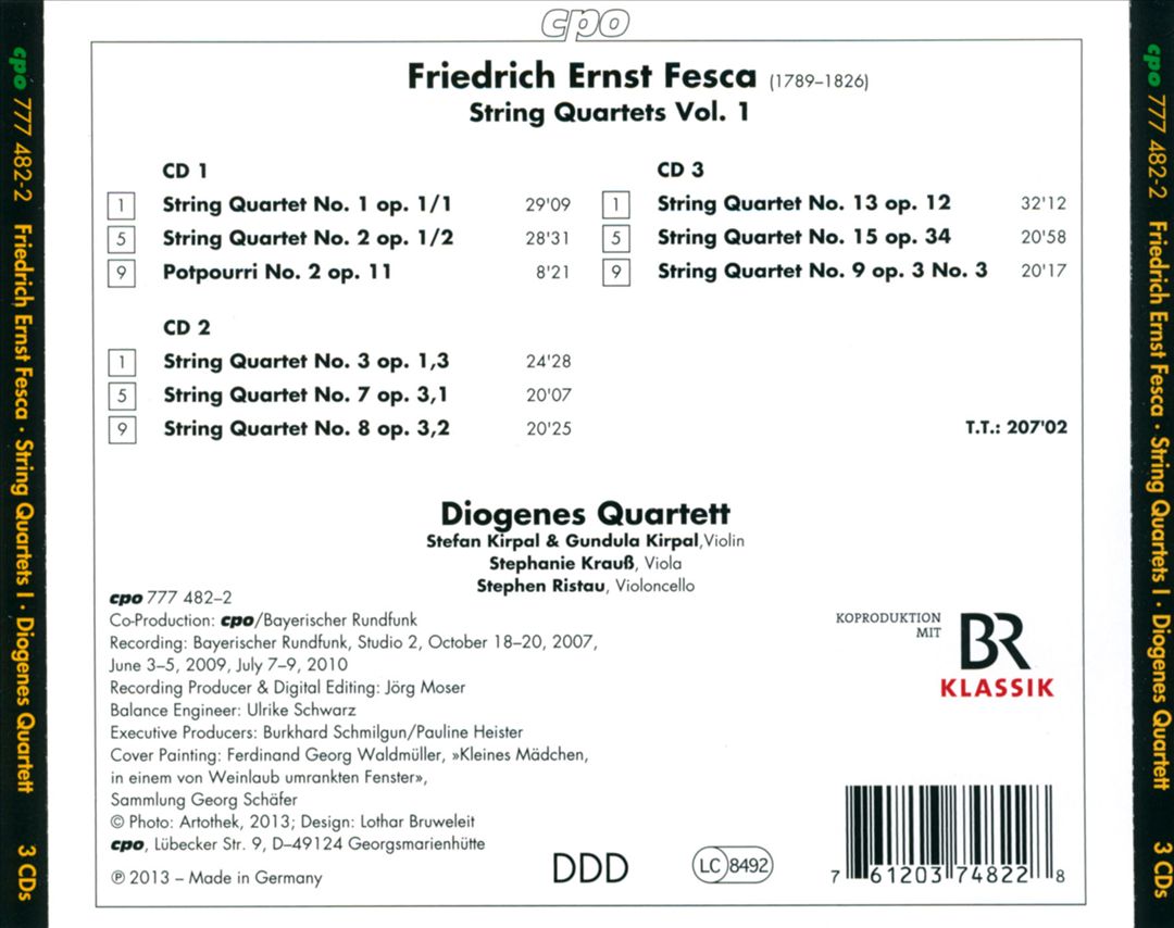 Friedrich Ernst Fesca: Complete String Quartets, Vol. 1 cover art