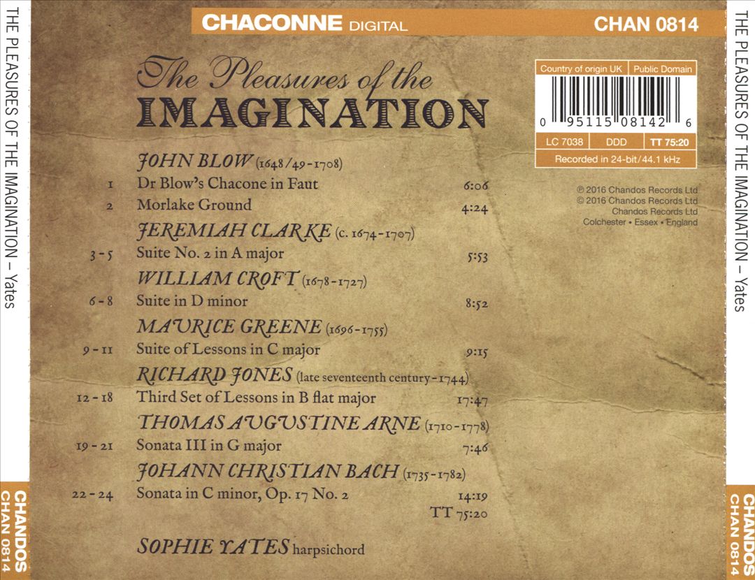 Pleasures of the Imagination: English 18th Century Music for the Harpsichord cover art