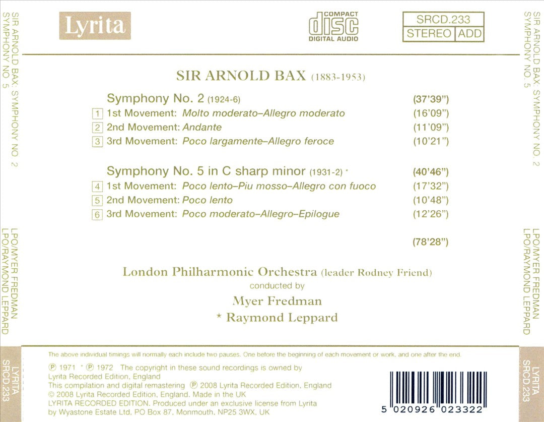 Bax: Symphonies Nos. 2 & 5 cover art