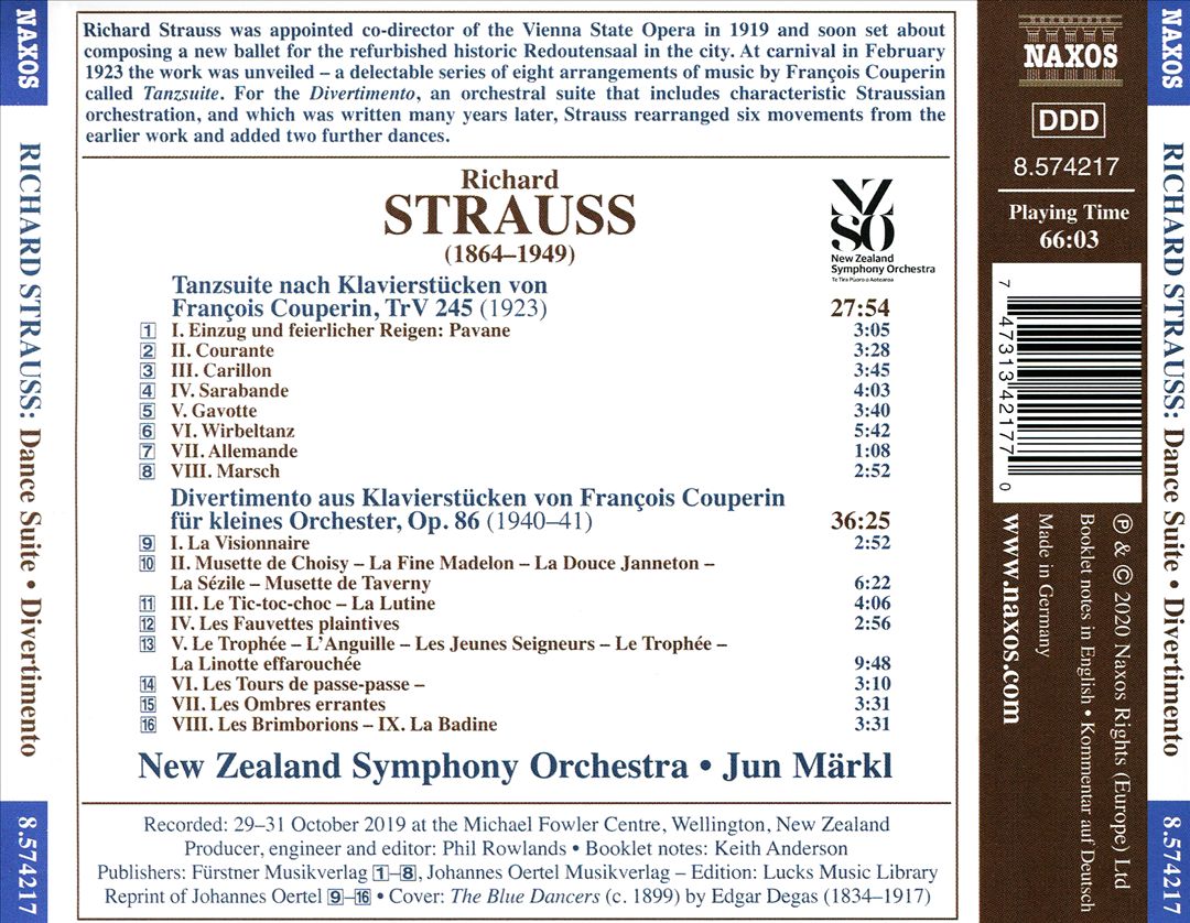 Richard Strauss: Tanzsuite; Divertimento, Op. 86 cover art