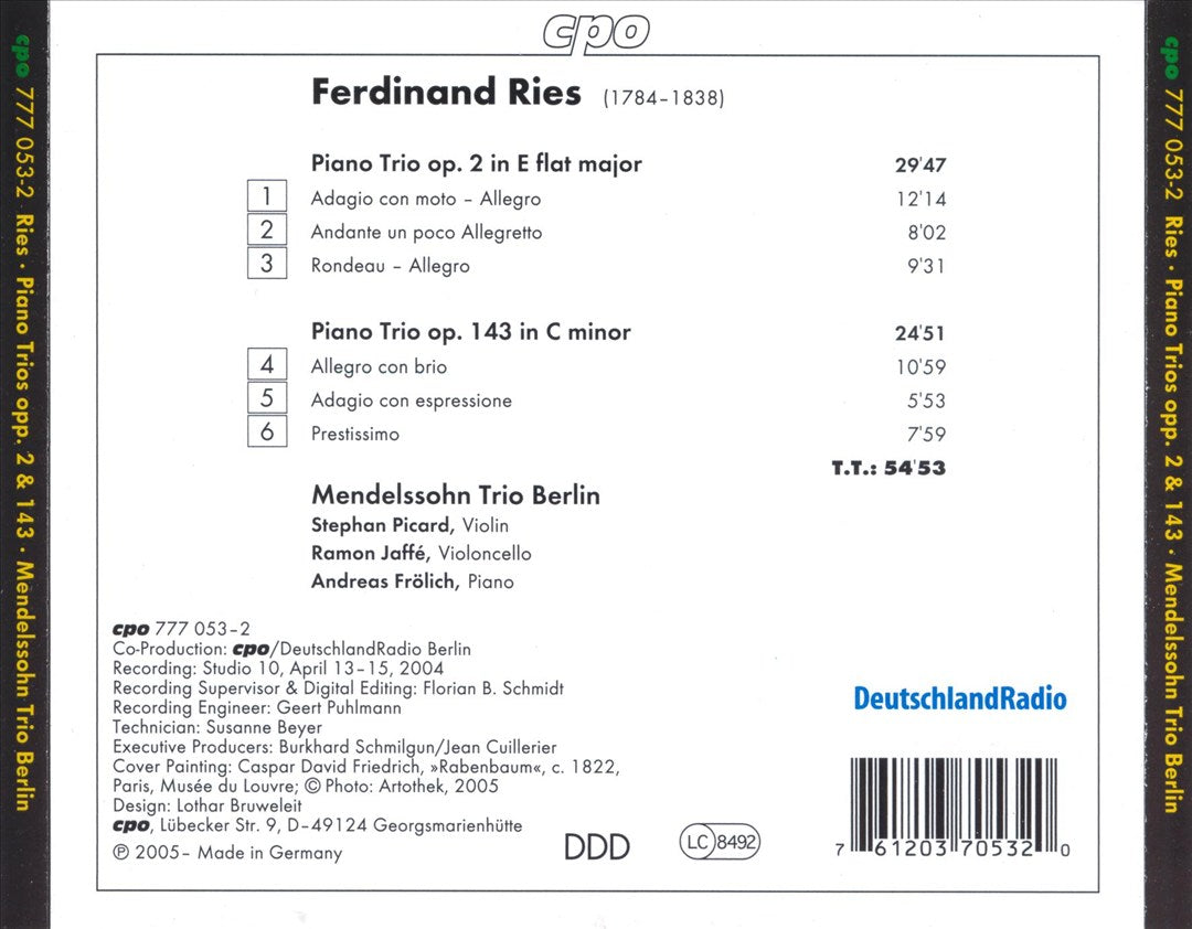Ferdinand Ries: Piano Trios cover art