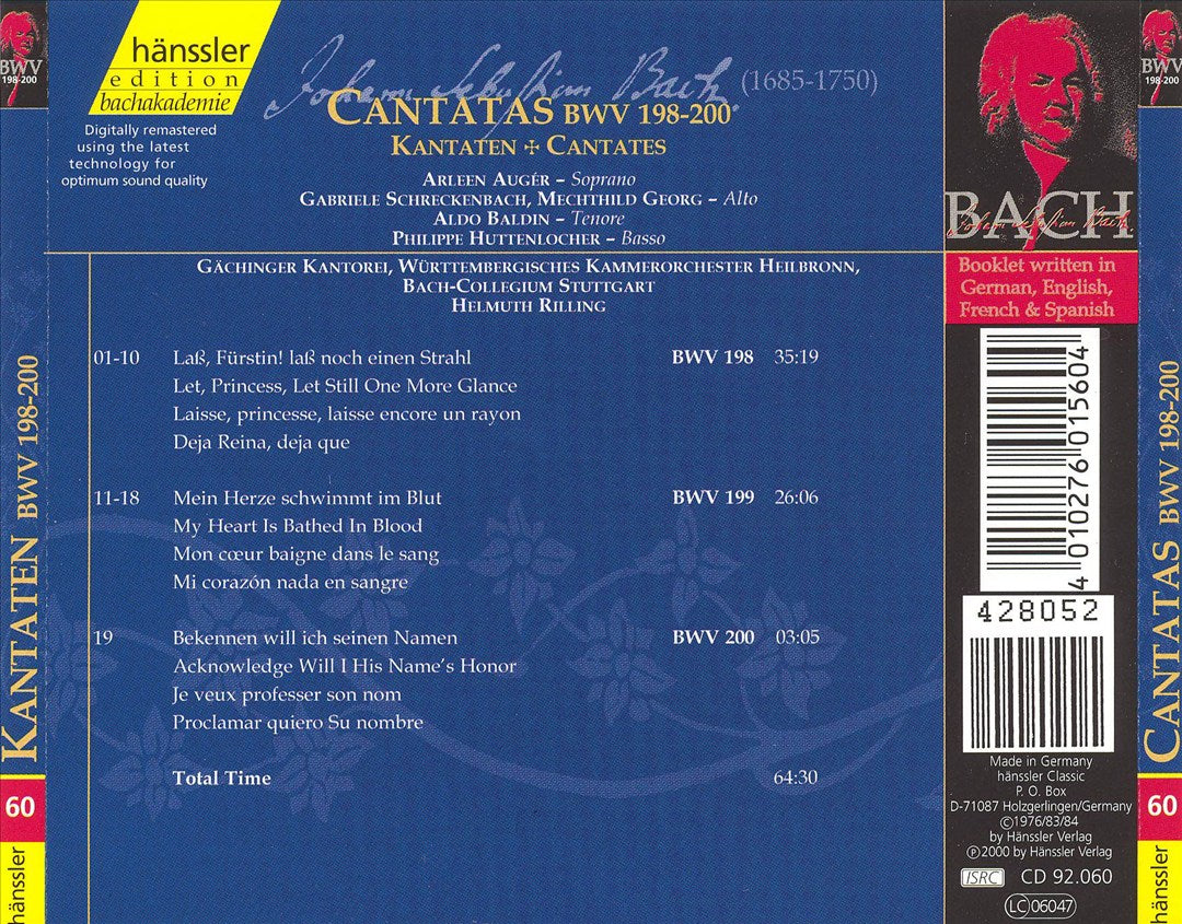 Bach: Cantatas, BWV 198-200 cover art