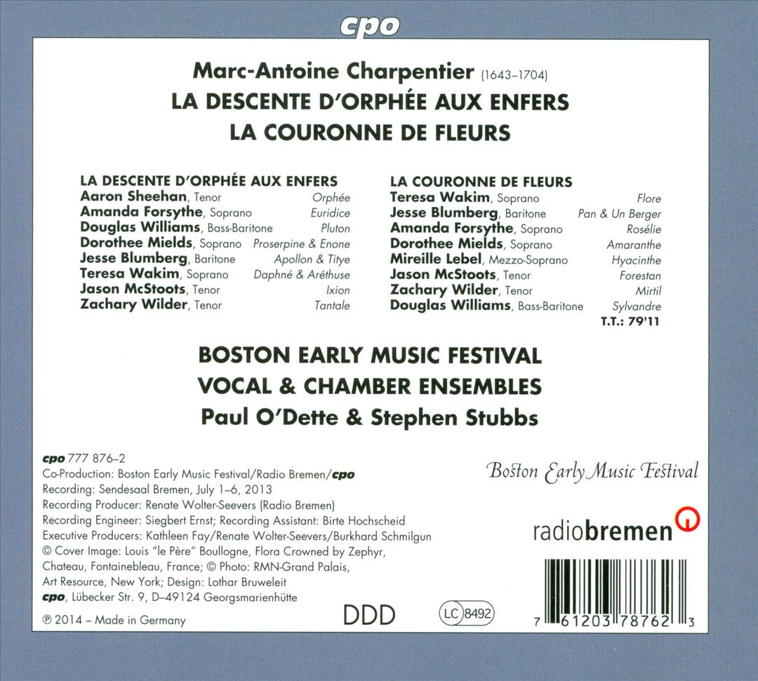 Marc-Antoine Charpentier: La Descente d'Orphée aux Enfers; La Couronne de Fleurs cover art