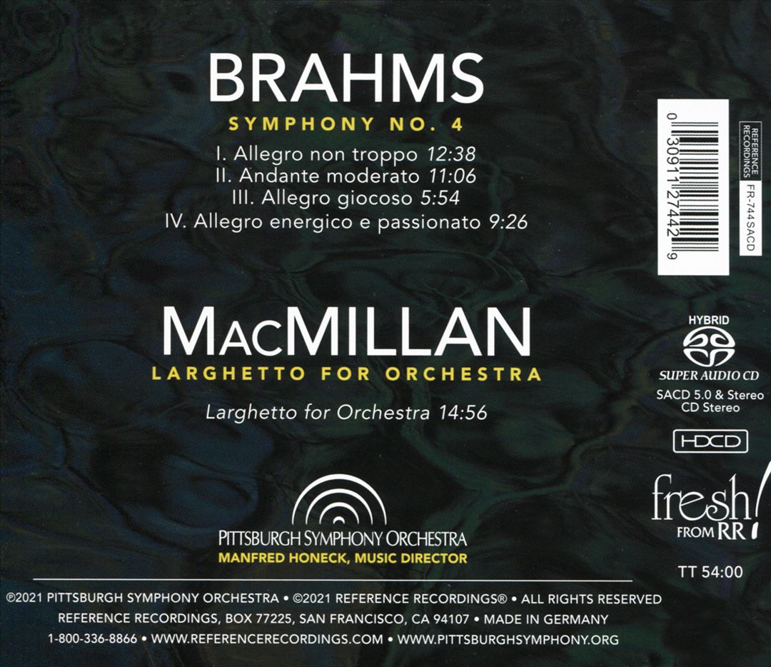 Brahms: Symphony No. 4; MacMillan: Larghetto for Orchestra cover art
