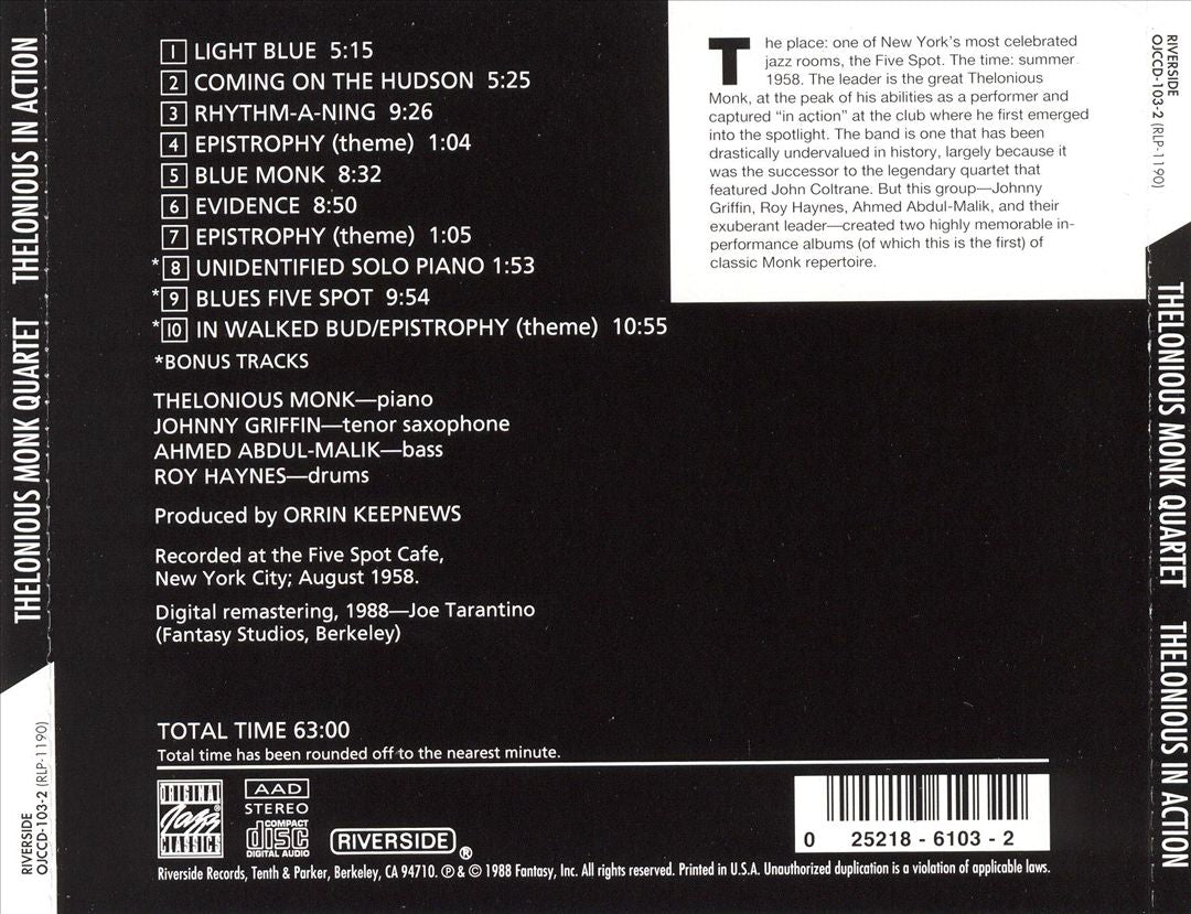 Thelonious in Action: Recorded at the Five Spot Cafe cover art