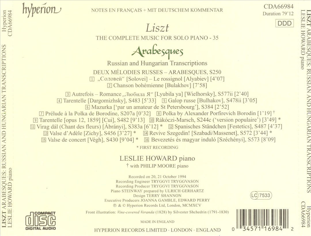 Liszt: Arabesques - Russian and Hungarian Transcriptions cover art