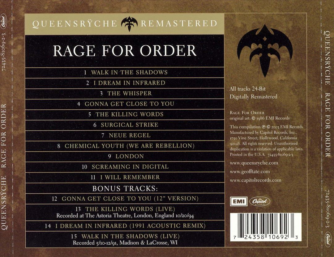 Rage for Order [Bonus Tracks] cover art