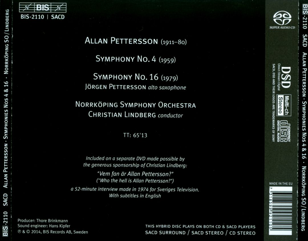 Allan Petterson: Symphonies 4 & 16 cover art