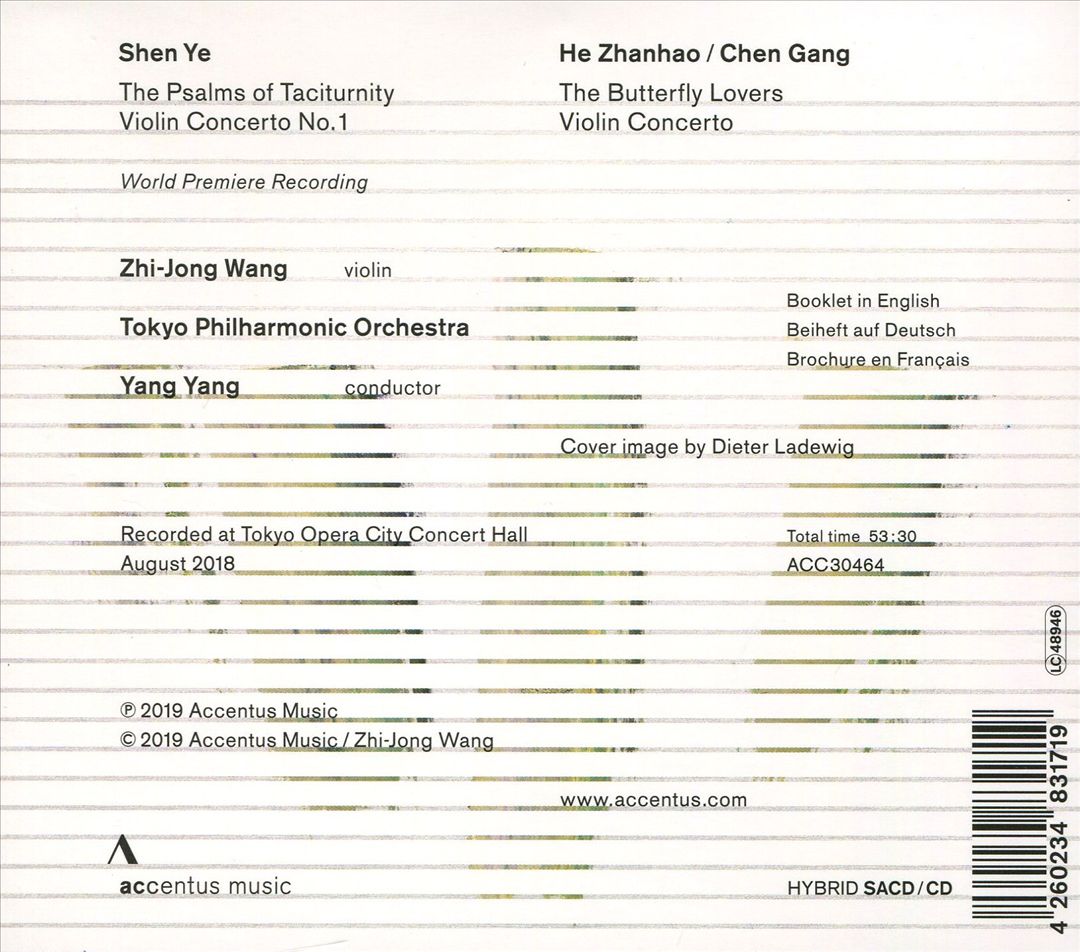 Shen Ye: The Psalms of Taciturnity; He Zhanhao/Chen Gang: The Butterfly Lovers cover art