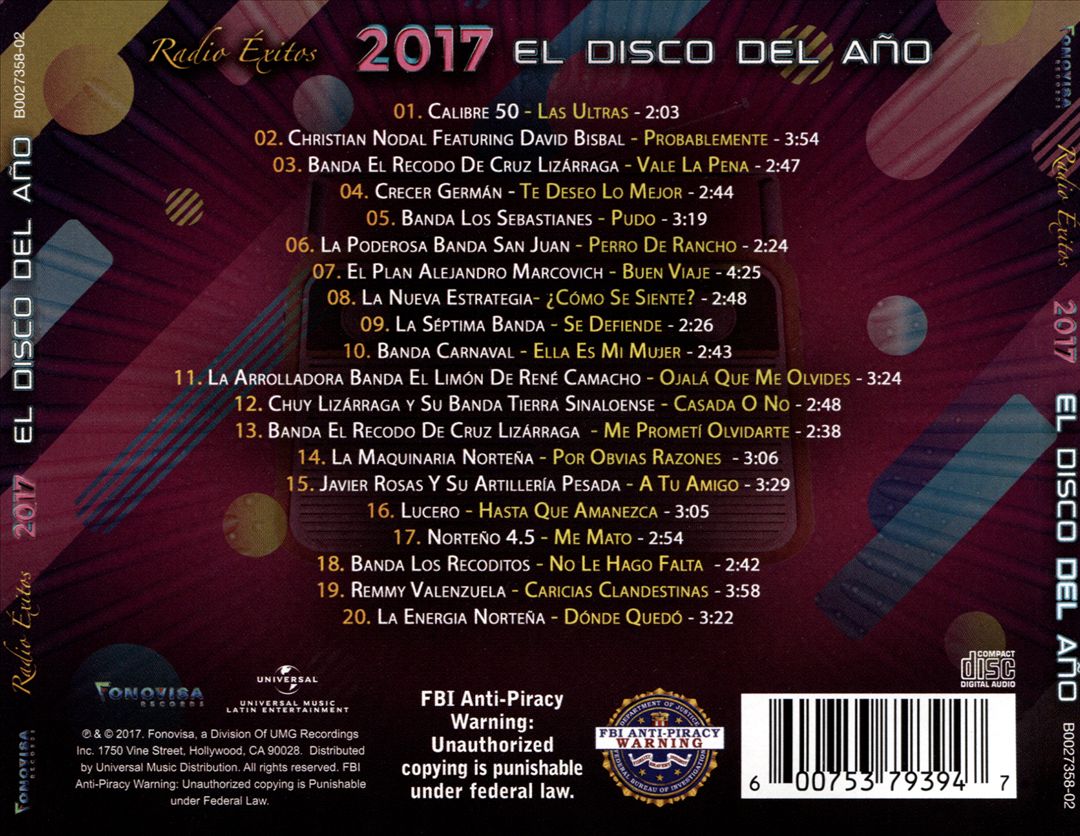 Radio Exitos:  El Disco del Ano 2017 cover art